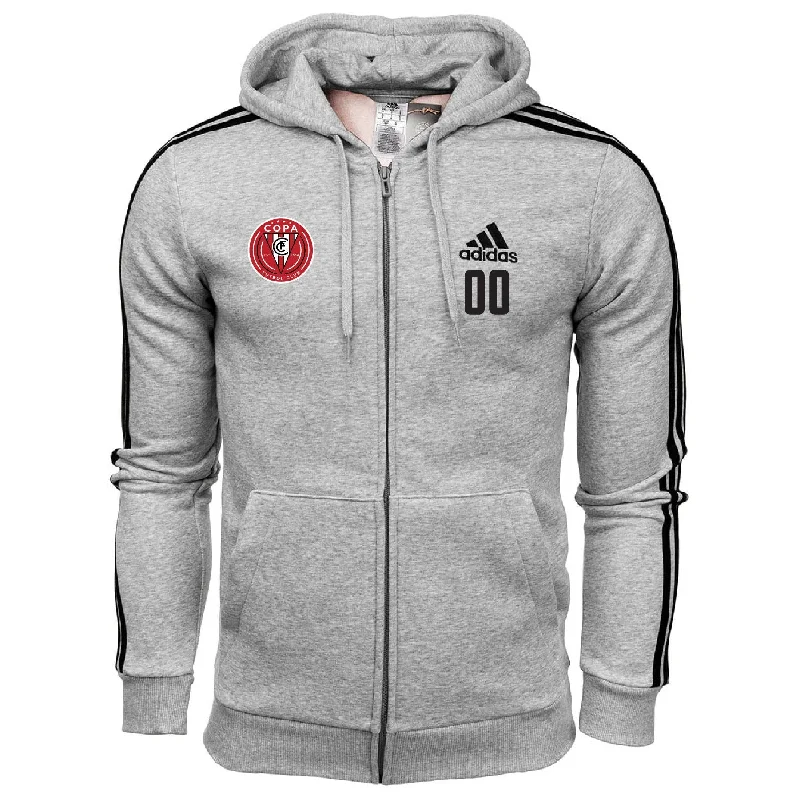 Warm Hooded Jacket for Outdoor Adventures-FC Copa Fan Store Three Stripe Fleece Hoodie - Grey