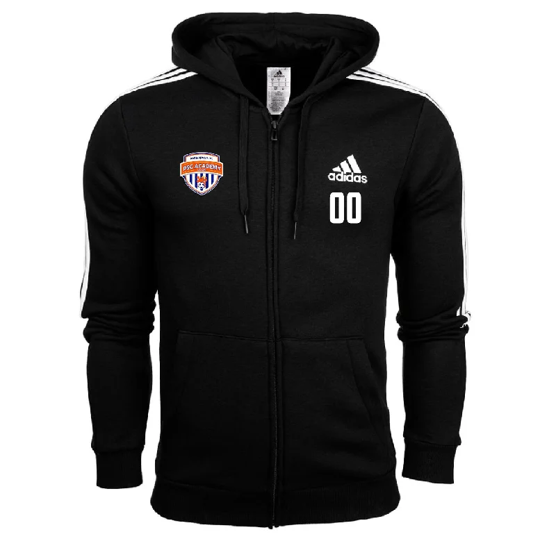 Trendy Hoodie with Graphics for Modern Appeal-PSC Academy adidas Three Stripe Fleece Hoodie - Black