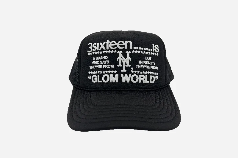 Elegant Sun Hat for Outdoor Weddings-"Glom World" Trucker Hat ~ Black