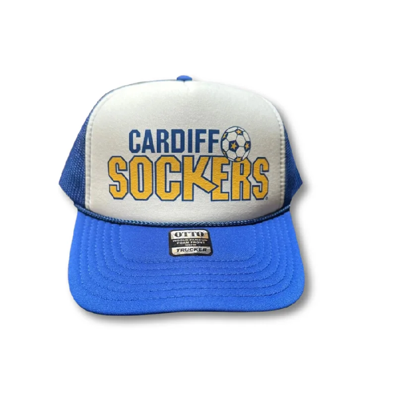 Warm Knit Beanie Hat for Winter Comfort-CARDIFF TRUCKER HAT (BLUE/WHITE)