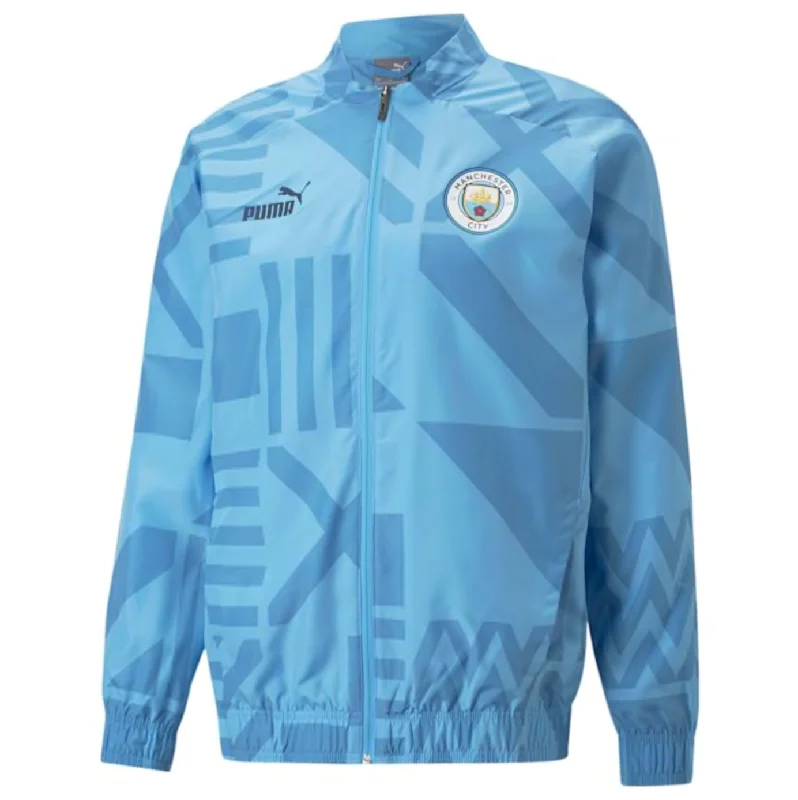 Stylish Faux Suede Jacket for Chic Fashion-Men's Manchester City F.C. Prematch Jacket 22/23 - Lt. Blue