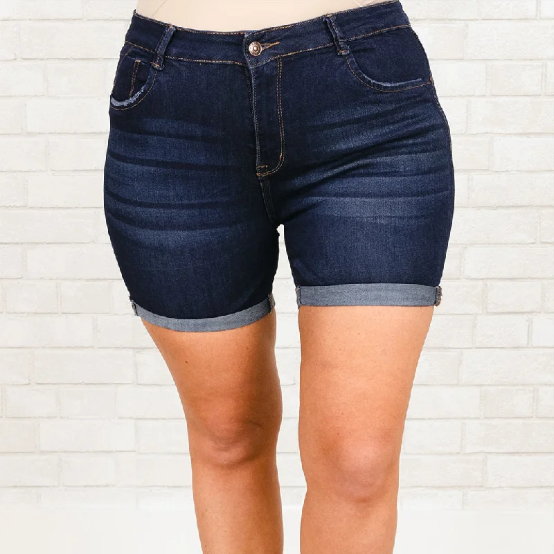 Vintage Military-Inspired Shorts for Tough Style-Let Them Go Shorts, Navy Blue