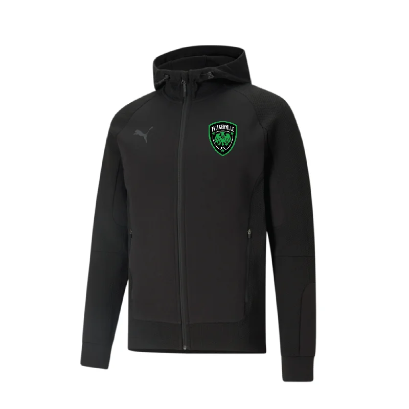 Soft Cotton Hoodie Jacket for Casual Outfits-Pflugerville FC Coaches Puma Team Cup Casuals Hooded Jacket Black