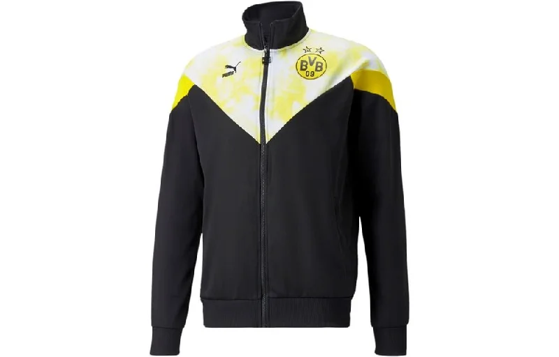 Stretch Fit Jacket for Enhanced Comfort-PUMA BORUSSIA DORTMUND ICONIC MCS TRACK JACKET 21/22 (BLACK/YELLOW)