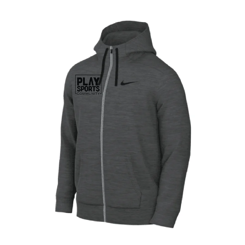 Comfortable Hooded Sweatshirt for Layering-Play Sports Community FAN Nike Fleece Full-Zip Hoodie Grey