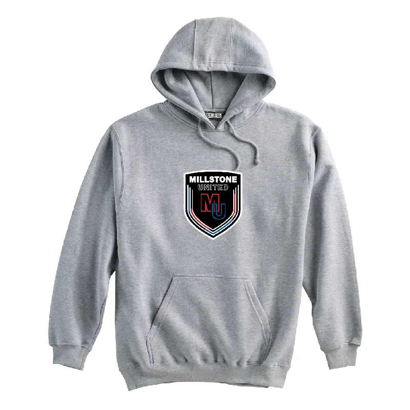 Trendy Colorblock Hoodie for Fashionable Style-Millstone United (Logo) Pennant Super 10 Hoodie Grey