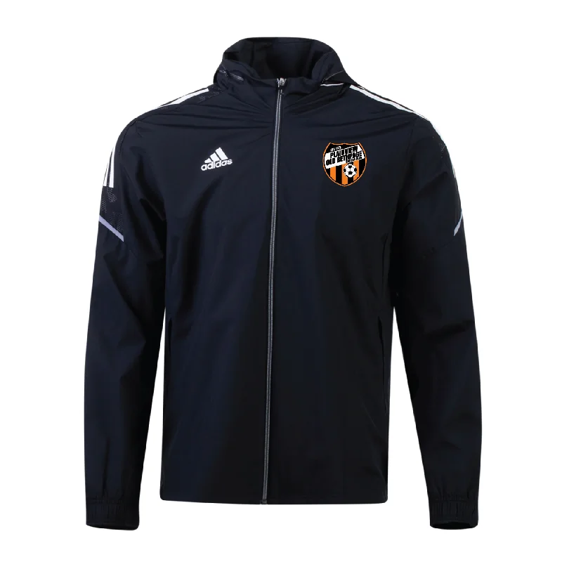 Warm Down Jacket for Winter Sports-Plainview Old Bethpage FAN adidas Condivo 21 All Weather Jacket Black/White