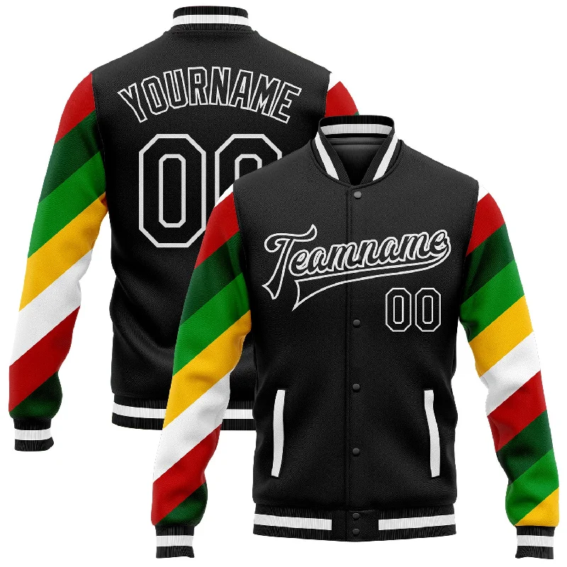 Cool Utility Jacket for Outdoor and Everyday Wear-Custom Black White Christmas 3D Bomber Full-Snap Varsity Letterman Jacket