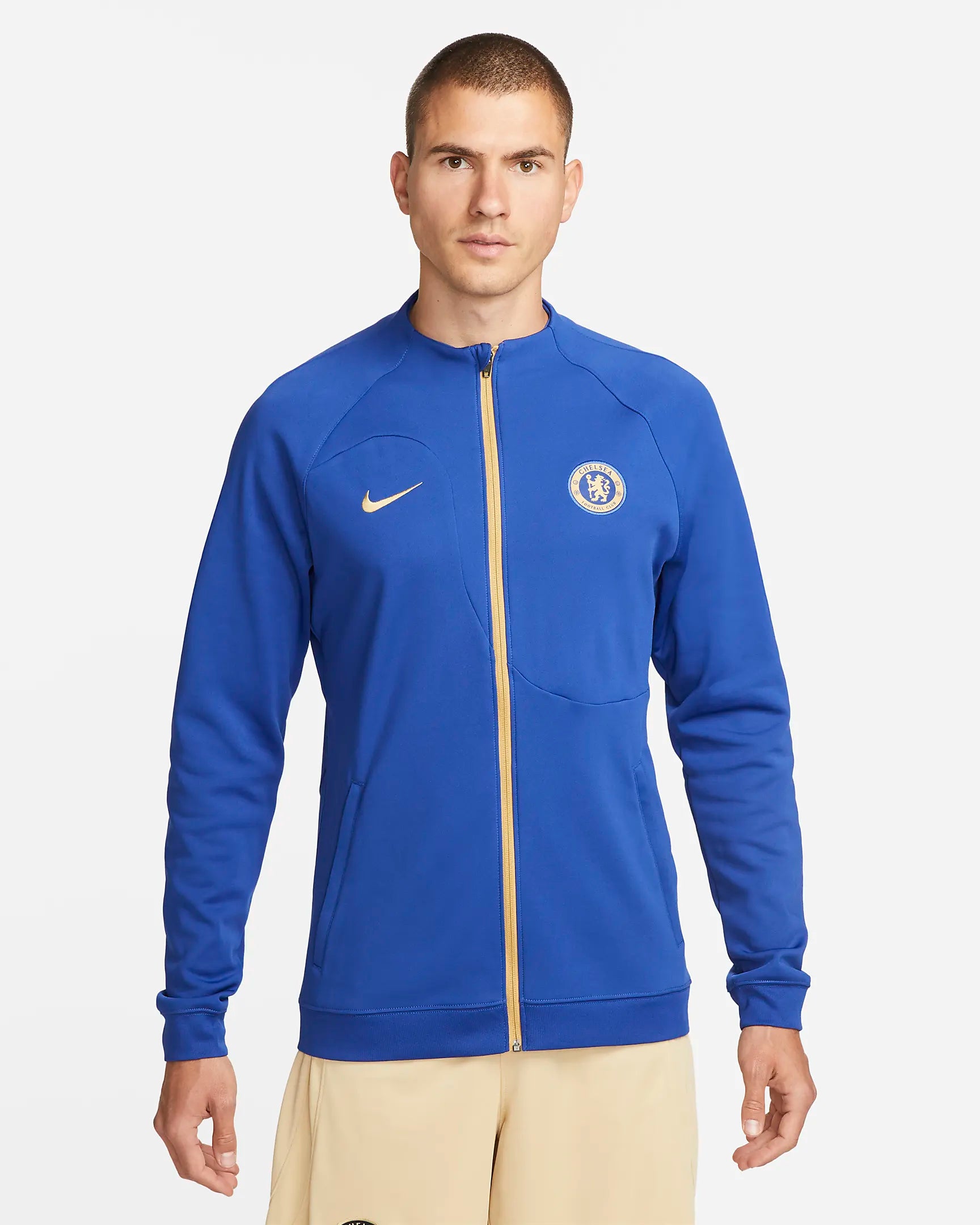 Military Green Jacket for Tough, Outdoorsy Style-Men's FC Chelsea FC Academy Pro Jacket