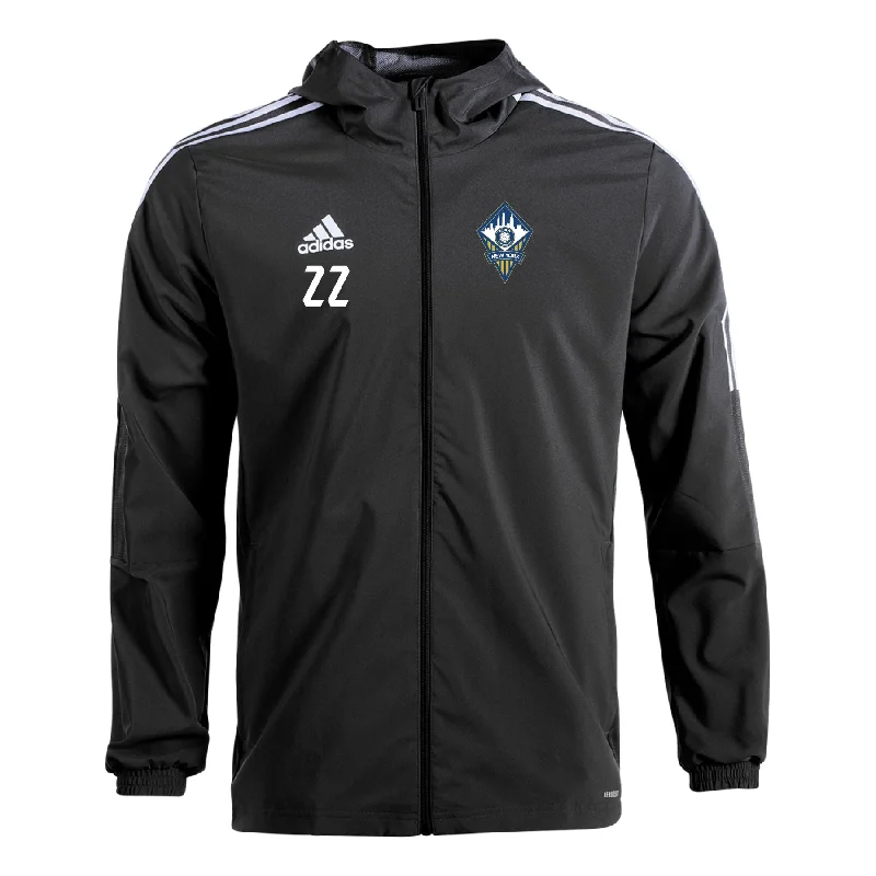 Warm Fleece Jacket for Cold Weather Comfort-FA Euro New York MLS NEXT 2022-24 Rain Jacket (Black)