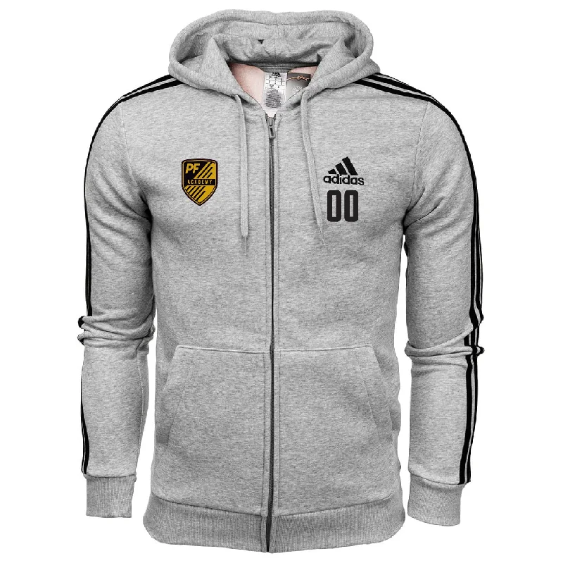 Heavyweight Hoodie for Cold Winter Days-Playmaker Futbol Academy Three Stripe Fleece Hoodie - Grey