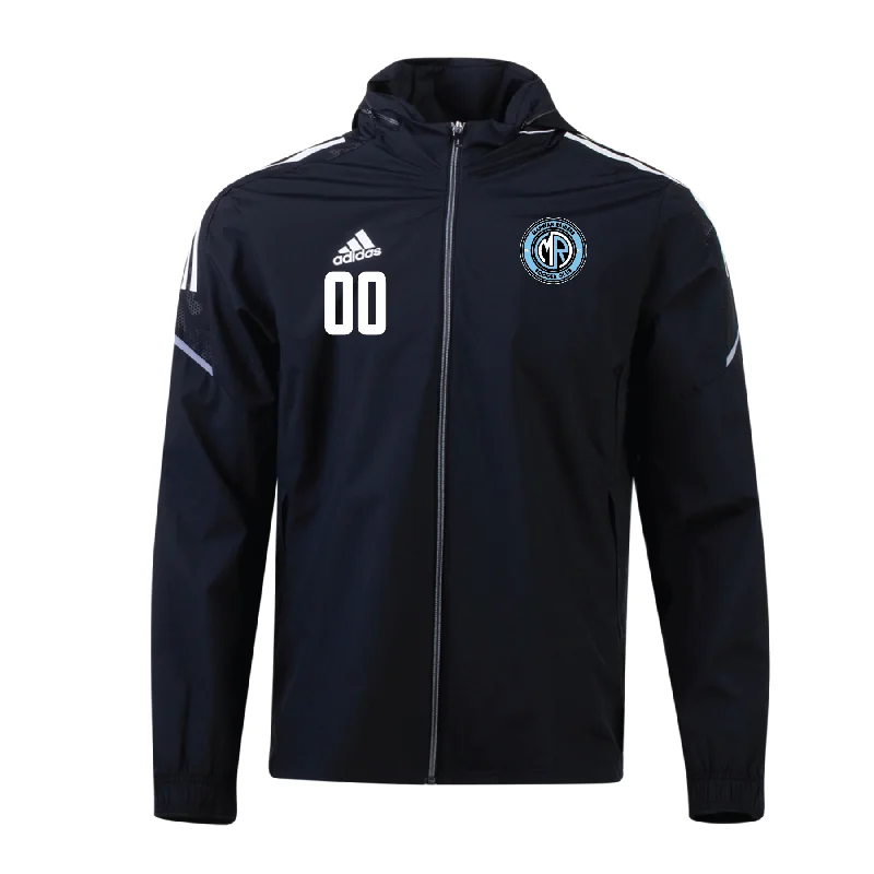 Sports Windbreaker Jacket for Active Wear-Mahwah Raiders adidas Condivo 21 All Weather Jacket Black/White