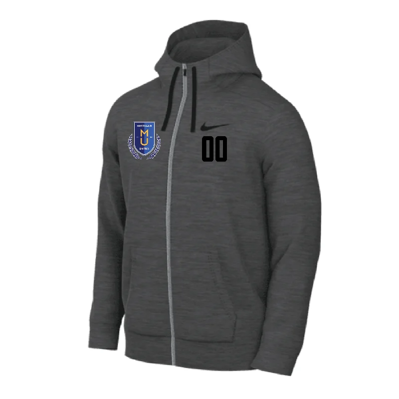 Hoodie with Logo for Brand-Loyal Fashion-Montclair United Nike Fleece Full-Zip Hoodie Grey