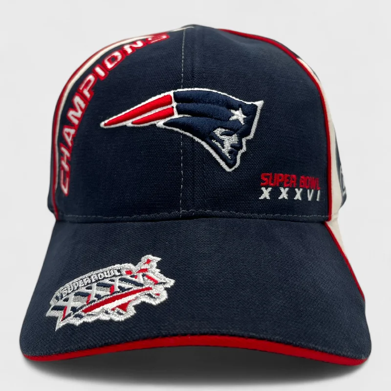 Urban Streetwear Hat for Casual Style-Vintage 2002 New England Patriots Super Bowl XXXVI Champions Strapback Hat