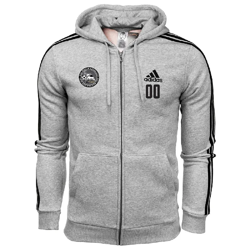 Youth Hoodie for Comfortable, Stylish Wear-EMSC Long Island Premier adidas Three Stripe Fleece Hoodie - Grey