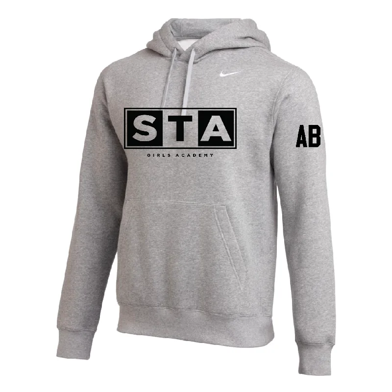 Unisex Hooded Sweatshirt for Casual Comfort-STA Girls Academy (Logo) Nike Club Hoodie Grey