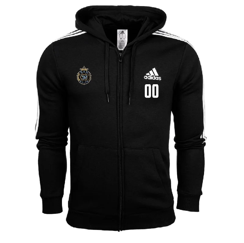 Lightweight Hoodie for Spring and Fall-BSM Elite Coaches adidas Three Stripe Fleece Hoodie - Black