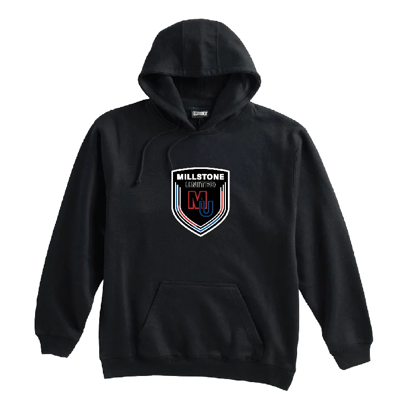 Heavyweight Hoodie for Cold Winter Days-Millstone United (Logo) Pennant Super 10 Hoodie Black