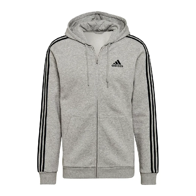 Relaxed-Fit Hoodie for Easygoing Style-adidas Three Stripe Fleece Hoodie Grey